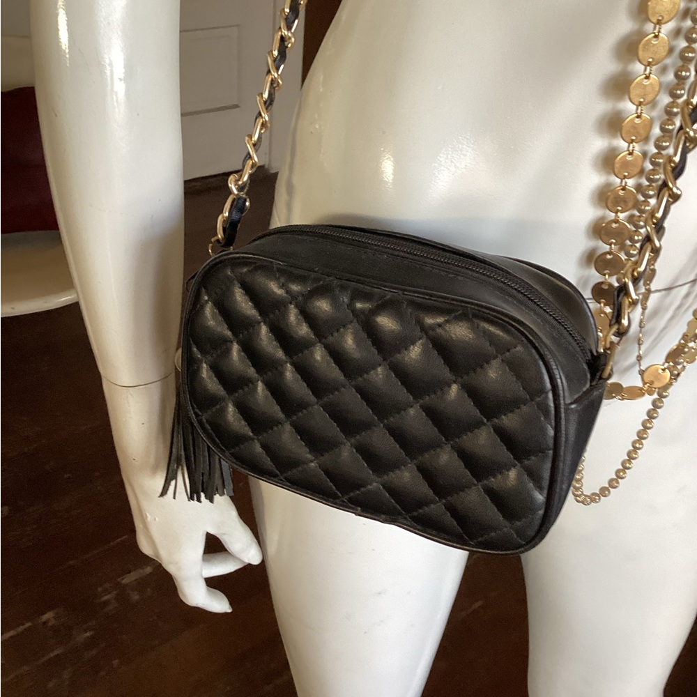 Black Quilted Chain Shoulder Bag